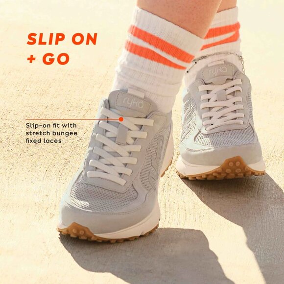 NEW RYKA Wide Width Jog On Slip On Retro Sneakers sand for women 563mn - Picture 2 of 10